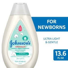 Johnson's Cotton Touch, No Tears, Newborn Baby Shampoo and Body Wash Soap, 13.6 oz