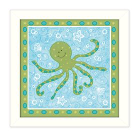 "Beetle and Bob Baby Squid" By Annie LaPoint, Printed Wall Art, Ready To Hang Framed Poster, White Frame