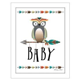 "Owl Baby" By Susan Boyer, Printed Wall Art, Ready To Hang Framed Poster, White Frame