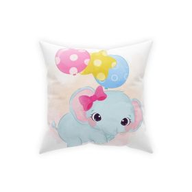 Decorative Throw Pillow, Cute Baby Elephant With Balloons Print