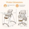 Folding Baby Dining Highchair with Adjustable Height and Recline