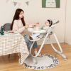 Folding Baby Dining Highchair with Adjustable Height and Recline