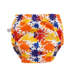 Washable Pocket Pants Diaper Pants Baby Child (Option: Orange flower-90)