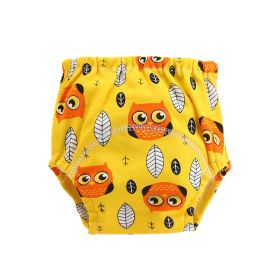 Washable Pocket Pants Diaper Pants Baby Child (Option: Yellow Owl -90)