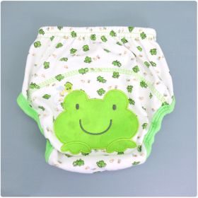 Summer Embroidered Baby Cotton Learning Pants Diaper Pocket Waterproof Training Pants Leak-Proof Breathable Bread Pants (Option: Frog-80 yards)