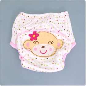 Summer Embroidered Baby Cotton Learning Pants Diaper Pocket Waterproof Training Pants Leak-Proof Breathable Bread Pants (Option: Monkey-80 yards)