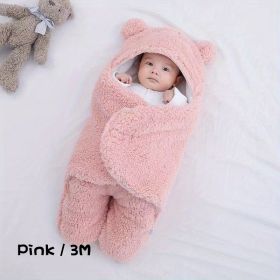 Winter Baby Sleeping Bag Bear Nap Printed Sleeping Bag, Suitable For Babies Aged 0-10 Months, Soft Nap Mat With Removable Pillow (Option: Pink-3M)