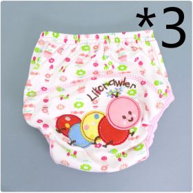 Summer Embroidered Baby Cotton Learning Pants Diaper Pocket Waterproof Training Pants Leak-Proof Breathable Bread Pants (Option: 3pcs Caterpillar-100 yards)