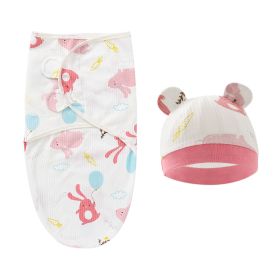 Foreign Trade Newborn Swaddling Sleeping Bag Baby Anti-kick Quilt Delivery (Option: Hat Edge Pink Large Rabbit)