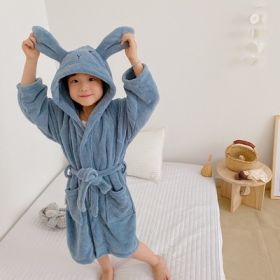 Cartoon Rabbit Hooded Bath Towel (Option: Bathrobe light blue-M)