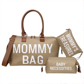 3-piece Portable Bag Set For Moms On Trips (Color: Khaki)