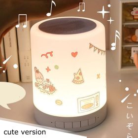 Night Light Bluetooth Speaker Wireless Portable Mini Player Touch Pat Light Colorful LED Bedside Table Lamp For Bedroom (Color: Cute Version)