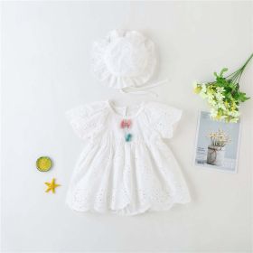 Baby Girl 1pcs Solid Color Hollow Carved Design Bow Onesies Dress (Size/Age: 66cm (3-6M), Color: White)