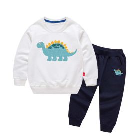 Baby Cartoon Dinosaur Pattern Hoodie Combo Casual Pants Sport Style Sets (Size/Age: 80cm (12-18M), Color: White)