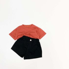 Baby Boy And Girl Solid Color Basic Denim Shorts With Pockets In Summer (Size/Age: 80cm (12-18M), Color: Black)