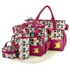 5PCS Baby Nappy Diaper Bags Set Mommy Diaper Shoulder Bags w/ Nappy Changing Pad Insulated Pockets Travel Tote Bags