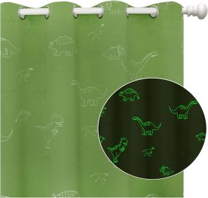 Muwago Dinosaur Curtains,80% Blackout, Glow in The Dark, Thermal, Window Treatment, Noise Reducing, 2PCS, Grommet, Green (Size: 52 * 72 inch)