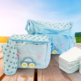 4Pcs Diaper Bag Tote Set Baby Napping Changing Bag Shoulder Mommy Bag with Diaper Changing Pad (Color: LightBlue)