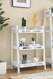 Three-tier Solid Wood Shelving Unit, 24"x15"x35" (Color: White)