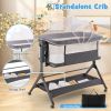 Height Adjustable Bedside Sleeper with Storage Bag and Soft Mattress for Baby