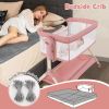 Height Adjustable Bedside Sleeper with Storage Bag and Soft Mattress for Baby