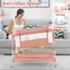 Height Adjustable Bedside Sleeper with Storage Bag and Soft Mattress for Baby