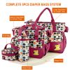 5PCS Baby Nappy Diaper Bags Set Mommy Diaper Shoulder Bags w/ Nappy Changing Pad Insulated Pockets Travel Tote Bags