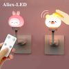 LED Children USB Night Light Cute Cartoon Night Lamp Bear Remote Control for Baby Kid Bedroom Decor Bedside Lamp