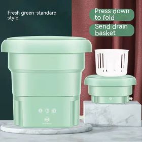 Folding Dual-purpose Touch Timing Portable Infant Clothing Underwear Washing Machine (Color: Green)