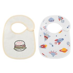 Danish Ins Gauze Waterproof Bib Saliva Towel U-shaped Thin 2 Pieces (Option: Rocket Burger 2 Pack)