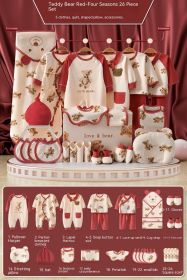 Newborn Gift Box Newborn Baby Etiquette Clothes Suite (Option: Four Seasons Red 26 Pieces-66cm)